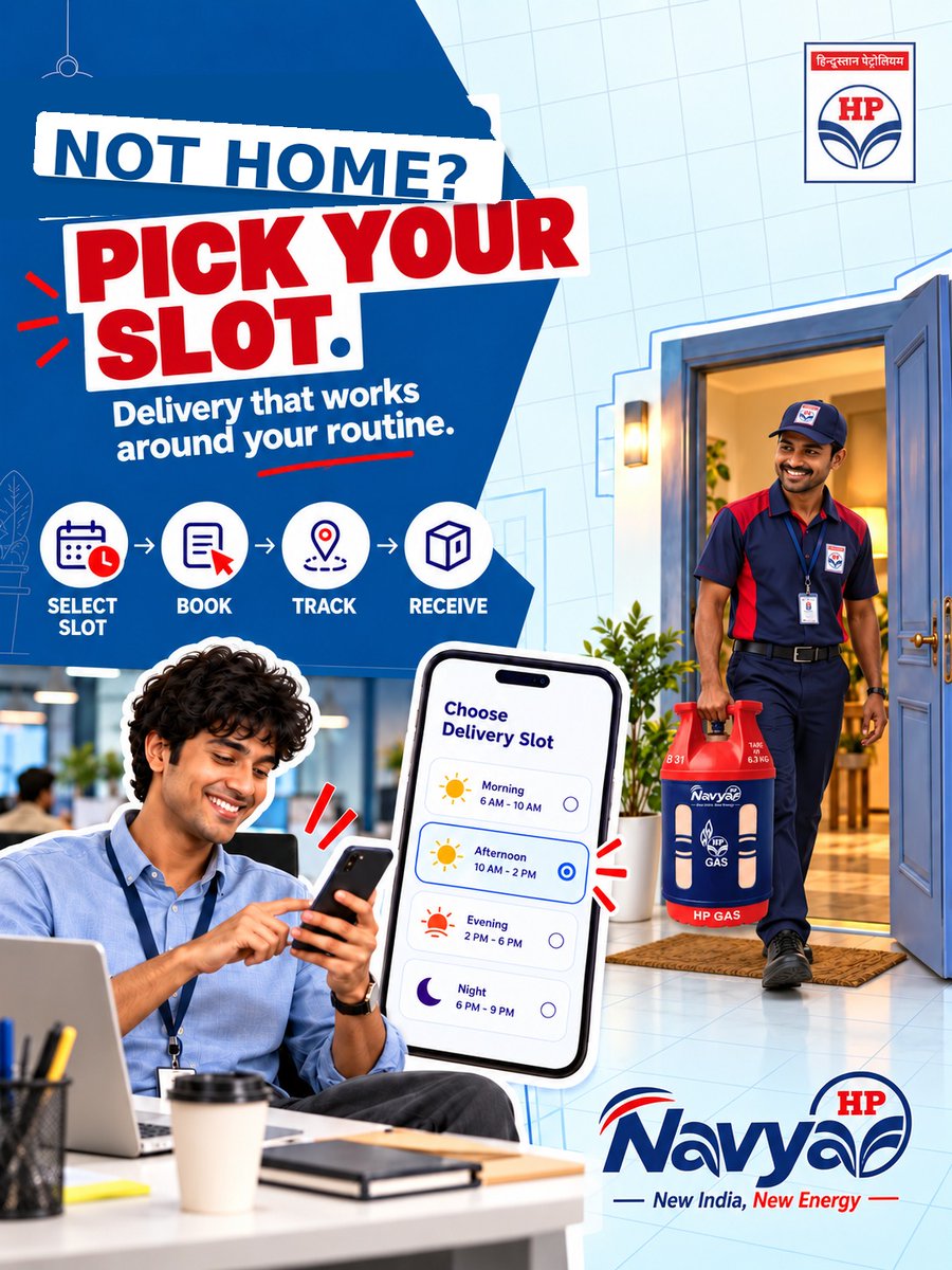 Madurai_HPCL_SO's tweet photo. Work mode on? Delivery stress off. 🏡

Book your HP Navya delivery slot around your schedule—and come home to New Energy.

Your time. Your convenience. Your Navya.

#HPNavya #NewIndiaNewEnergy @HPCL @HPGAS_HQO https://t.co/vigAd7Knyw