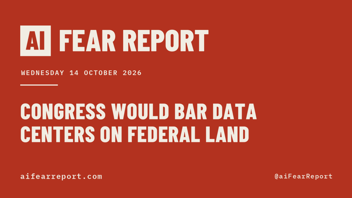 aiFearReport's tweet photo. Here is how your fear of AI is being used to centralize power today.

Congress would bar the construction of data centers on Federal land. Not passed.

123 measures in 33 jurisdictions would pause data centers, or add conditions on building and running them.

11 measures in seven jurisdictions cite the fear that AI makes it easy to spread what is not true.

2,249 measures tracked. 757 carry a control, and they would hand new power to 100 offices.