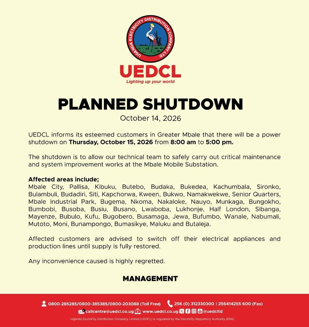 BizzEast's tweet photo. Mbale Residents and surrounding areas take note📌
#GishuLive
#GishuLiveUpdate
#EastVibes https://t.co/dNupHrml8d