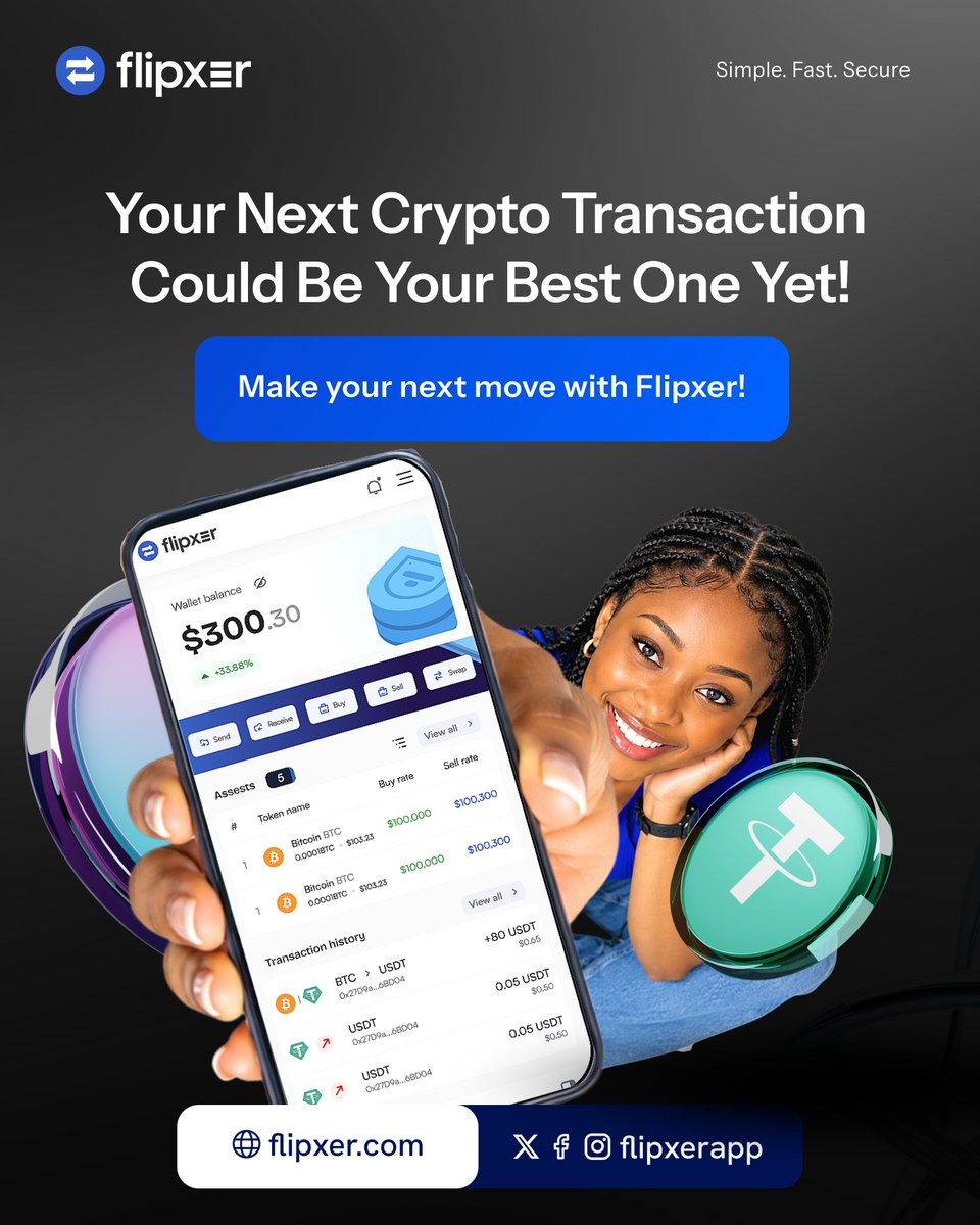 FLIPXERAPP's tweet photo. Your next crypto transaction could be your best one yet!

Simple. Fast. Secure. That's the Flipxer way.

Make your next move with us today! https://t.co/PMwxqWnxB8