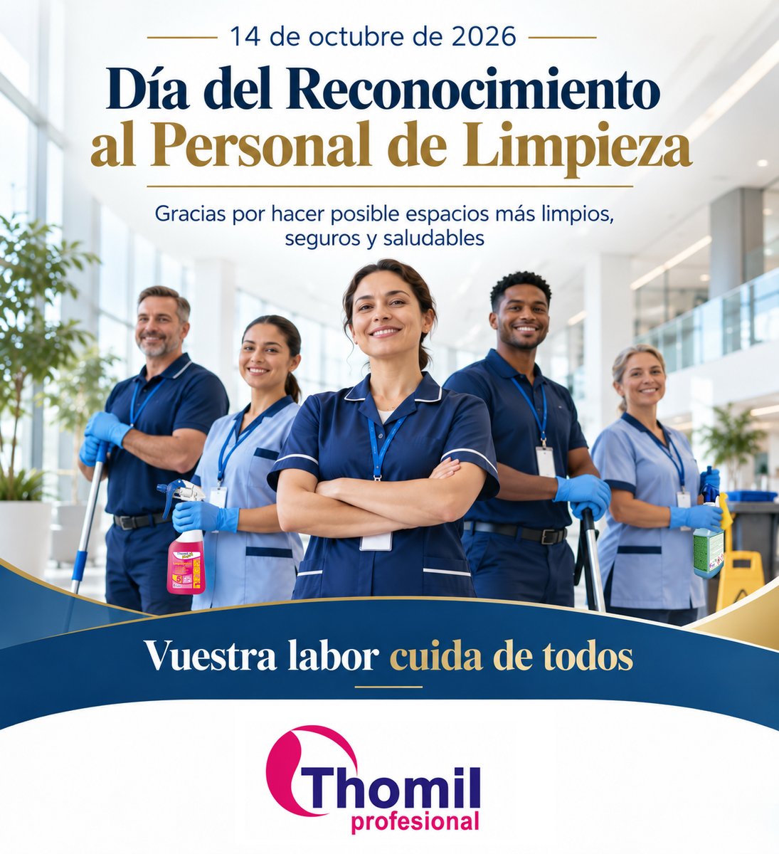 ThomilPro's tweet photo. Gracias a todas las personas que con su esfuerzo, compromiso y dedicación hacen que nuestros espacios sean más limpios, seguros y saludables. 

En #Thomil reconocemos una labor imprescindible que muchas veces pasa desapercibida. 

#14Octubre #Limpieza #LimpiezaProfesional https://t.co/ROpIgPN6dq