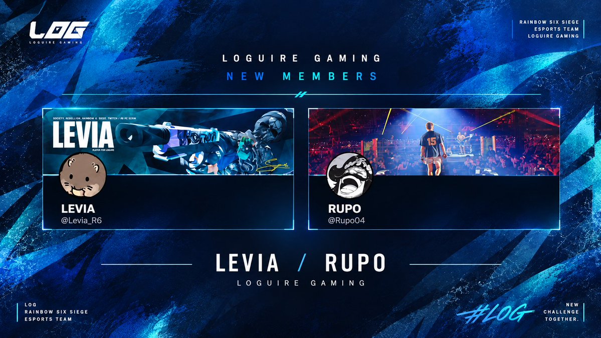 Loguire_Gaming's tweet photo. 【加入のお知らせ】
このたび、
LEViA（@Levia_R6）
RUPO（@Rupo04）

以上2名がLOGUIRE GAMINGに加入しました。

今後はLOGのメンバーとして共に活動していきます。
2名への応援、よろしくお願いいたします。

Welcome to LOG, LEViA &amp; RUPO.
#R6S https://t.co/ACTVifLaG0