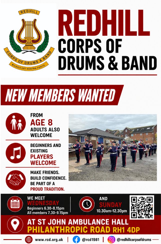 CODRedhill's tweet photo. Wednesday night is Band practice night.
Did you see us in The Belfry, Redhill on Saturday?
Did you stop and have a go?
Want to take it further?
Well, why come along tonight see what we can offer.
Nothing ventured, nothing gained.
#makingmusic #marchingband #tymba https://t.co/1La9HMG0gC