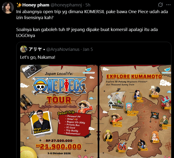 UseKidd's tweet photo. woi tod jawab tu orangnya
lu bikin Umroh One Piece udah ijin "Shueisha" belum ?
bayar royalti gk lu ?????
🤣🤣🤣🤣🤣 https://t.co/GshcuCI7Mb
