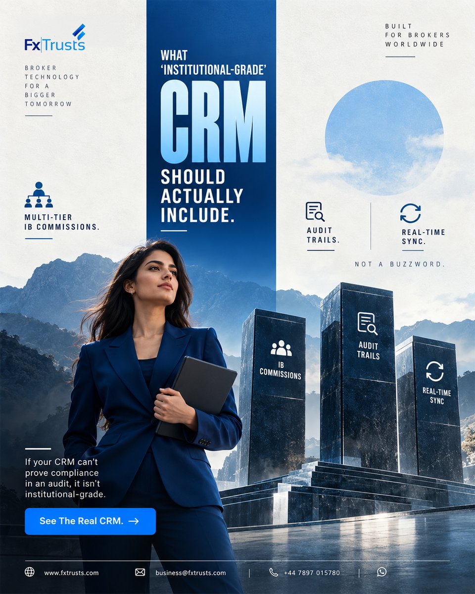 Fxtrustpremium's tweet photo. Institutional CRM isn’t a buzzword. It needs multi-tier IB commissions, full audit trails & real-time sync. Anything less fails the audit.
#BrokerCRM #AuditTrails #IBcommissions #FinTech #BrokerTech #InstitutionalGrade https://t.co/tRCWskmOgi