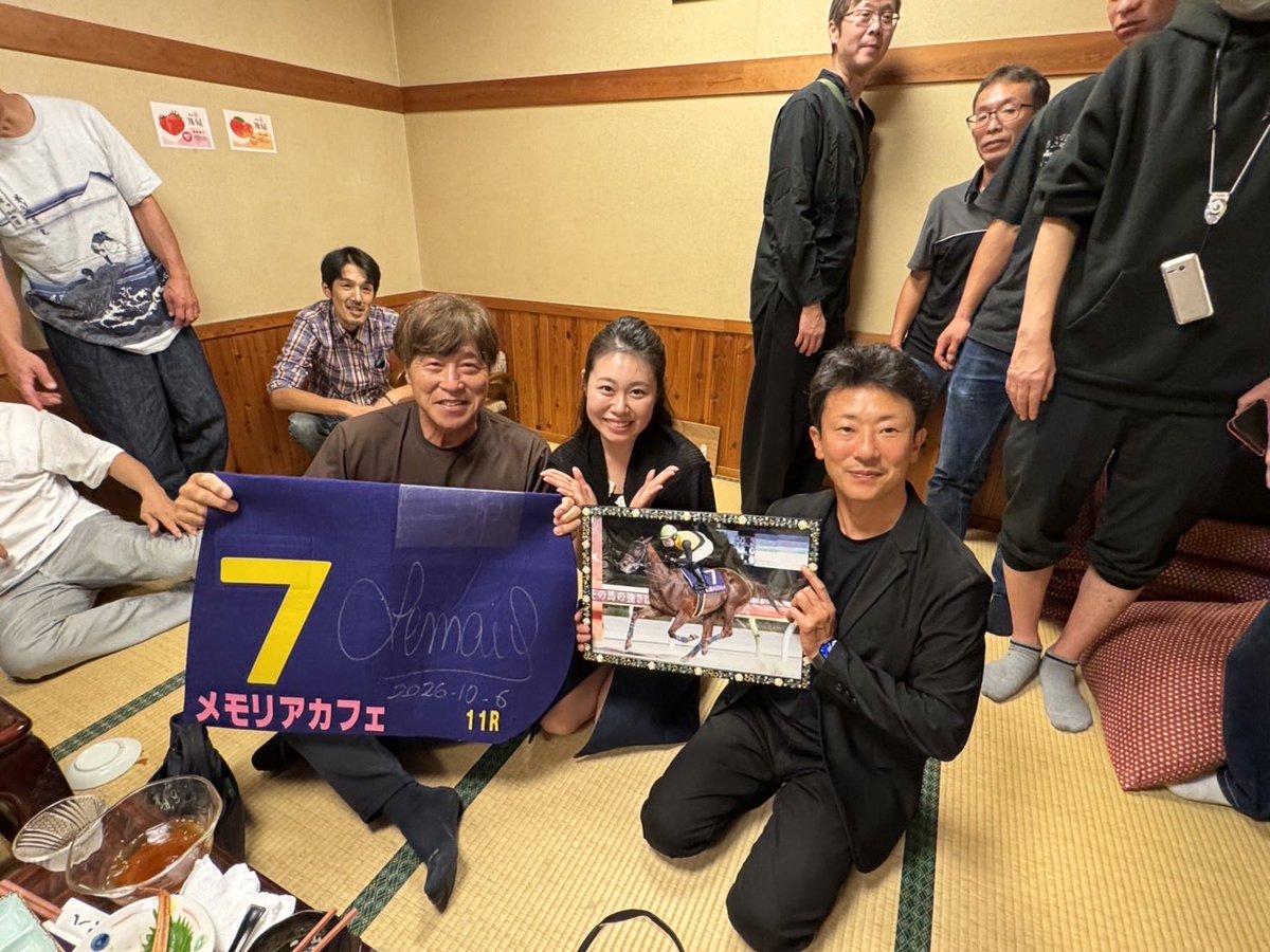 kawarabanHB's tweet photo. 昨日、蓑島の歓迎会とメモリアカフェの勝ち祝いをまぁ(柄崎調教師)がやってくれました🍺
記者さんやジョッキーも来てくれて賑やかで楽しい場になりました😆
また美味しいお酒が飲めるように頑張っていきます🔥　石神 https://t.co/oZQswdxD1v