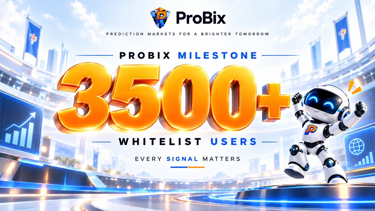 ProBix_AI's tweet photo. 🚀 ProBix Whitelist Milestone

ProBix has officially surpassed 3,500+ whitelist users.

More users are joining the ProBix ecosystem to explore AI-powered match signals, prediction markets, and early product access.

Thank you to every early supporter growing with us. 📊

3,500+ and counting.
Every Signal Matters.

#ProBix #PredictionMarkets #ProBixer #Whitelist #Web3