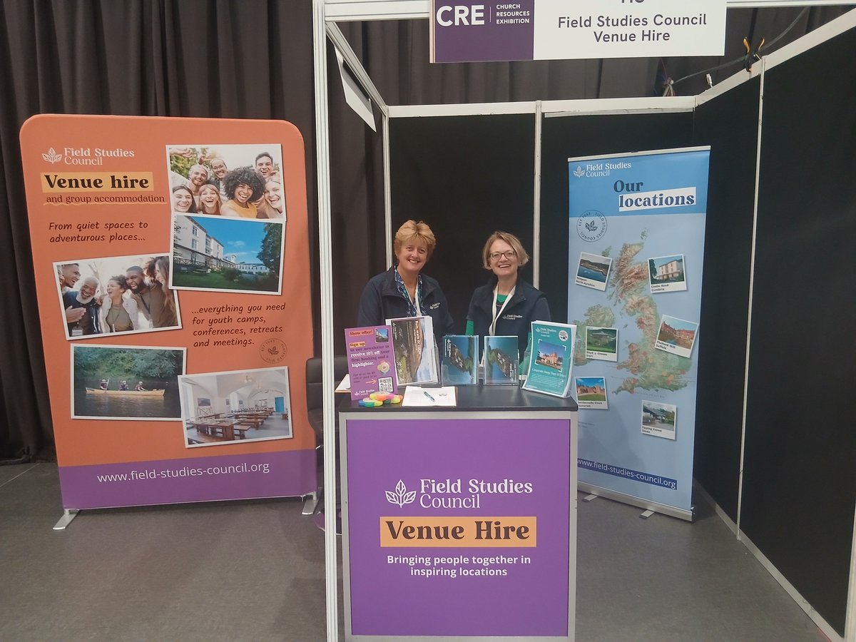 FieldStudiesC's tweet photo. We're at the Church Resources Exhibition (CRE) today at Sandown Park in Surrey! 🎉

It's great to be back and we're looking forward to speaking with delegates about our venue hire and group accommodation options at centres across the UK.🏠️ 

If you're attending, please do come and say hello to the team. We'll be here today and tomorrow and would love to chat about how we can support your next event, retreat or group stay. 👥 

Discover what we offer🔗 https://t.co/5NMZlzVzq8