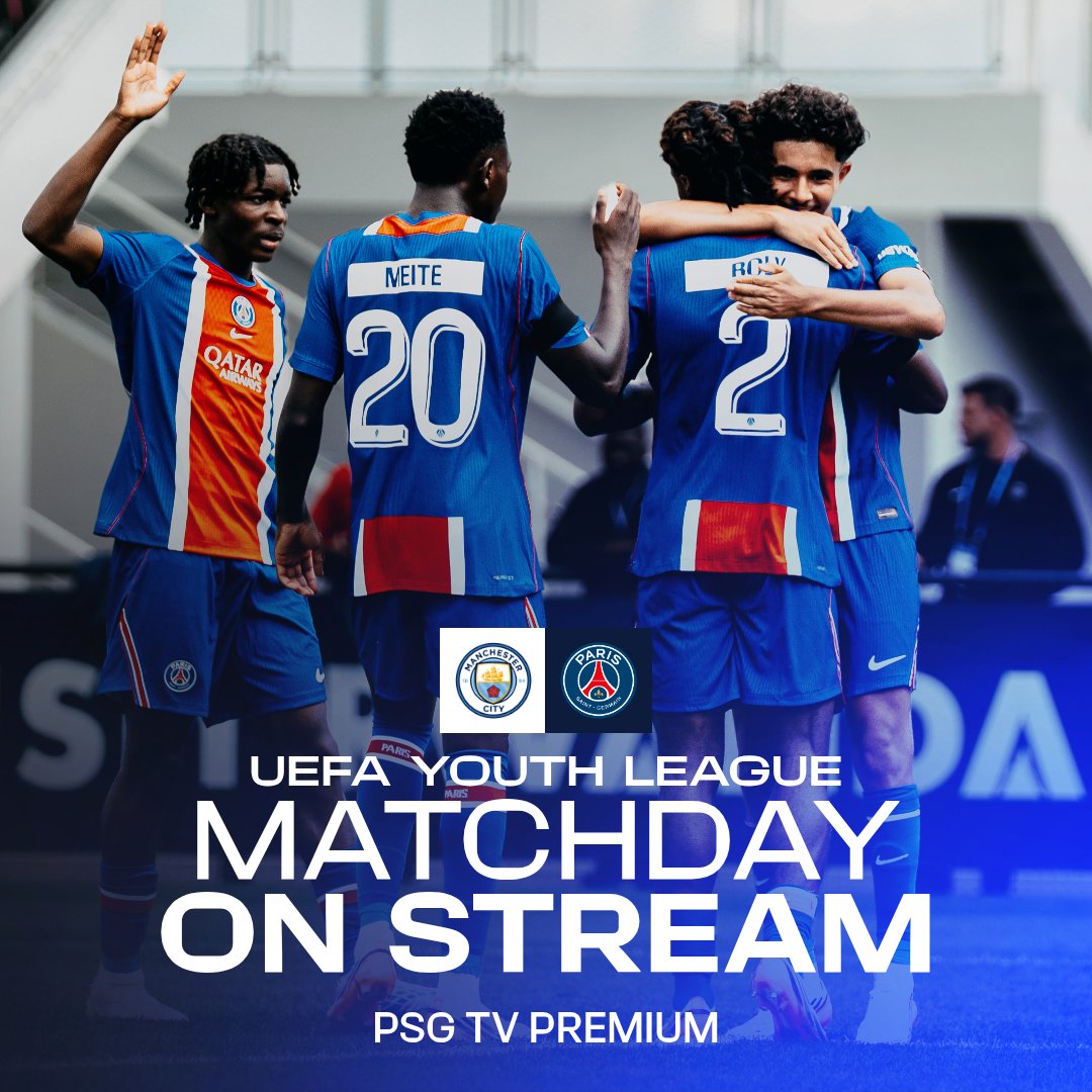 PSG_inside's tweet photo. Retrouvez le match de nos Titis contre Manchester City diffusé exclusivement sur PSGTV+ à 16h 🔴🔵

📺 https://t.co/qGWKmio3W8 https://t.co/RmY6I5fUu8