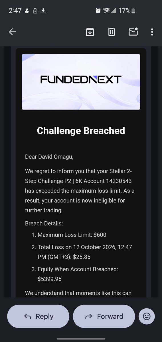 brainiactrades's tweet photo. Dear @FundedNext @lex_consults @Techriztm  I need your help. 🥺🙏
I've just lost my third account on Phase 2, and honestly, this one hurts differently. I've spent so much time, effort, and money trying to make this work. https://t.co/58Sa8jlKDU