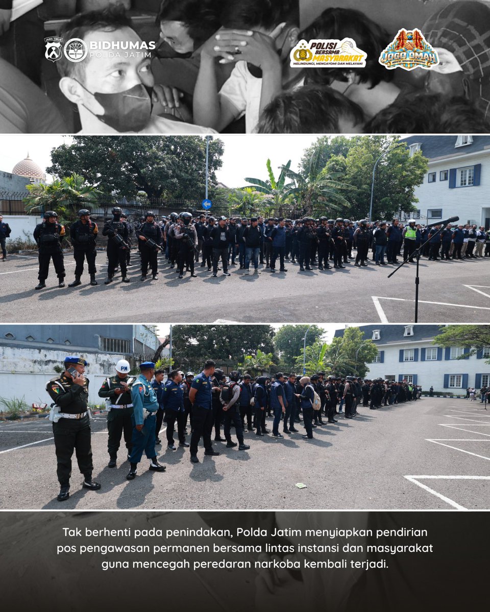 bidhumas_jatim's tweet photo. Polda Jawa Timur bersama BNNP Jatim, BNNK Surabaya, unsur TNI, dan instansi terkait melakukan penindakan terhadap dugaan peredaran dan penyalahgunaan narkoba di kawasan Jalan Kunti, Surabaya. https://t.co/vljmExappu