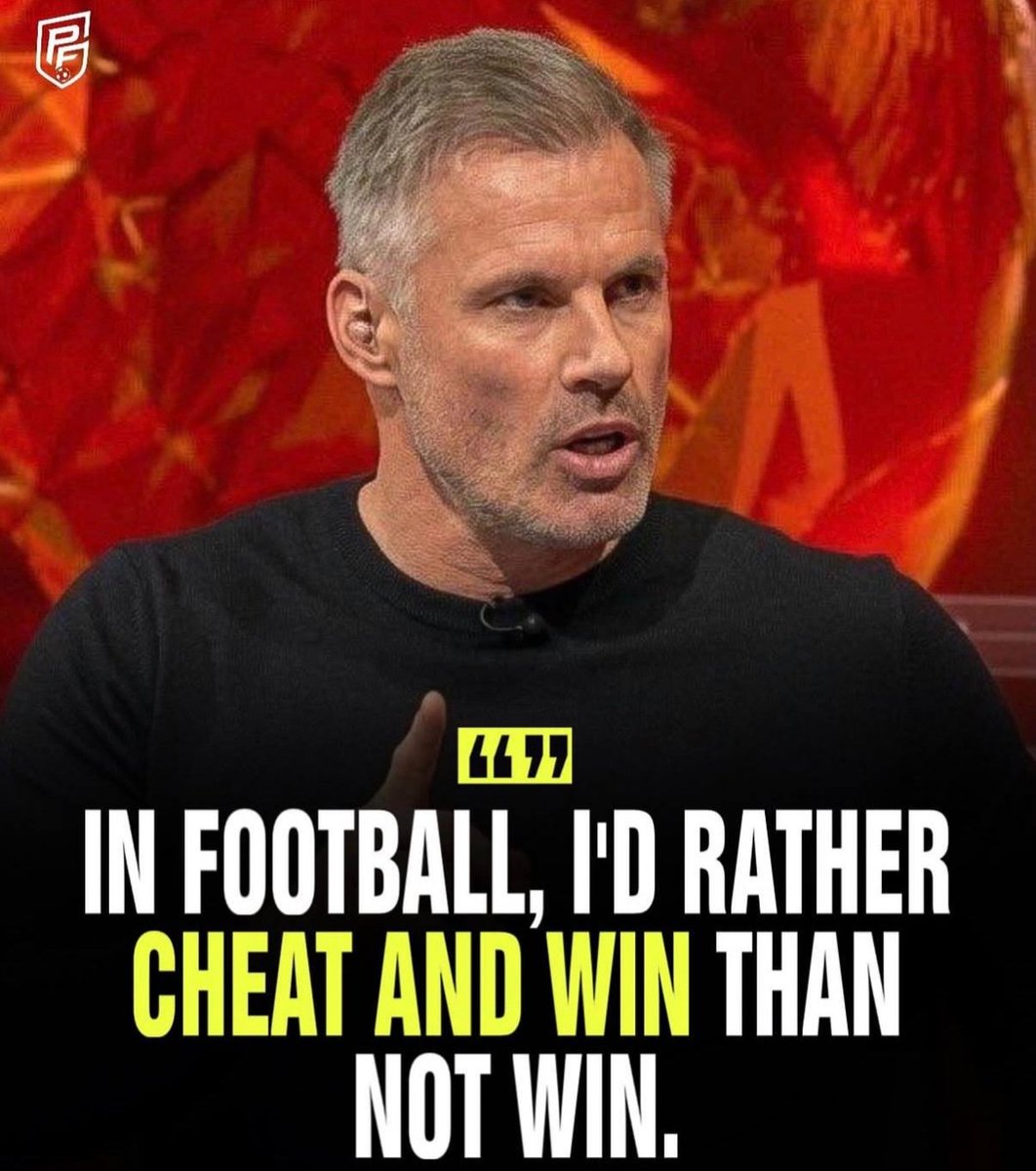 TMfutbal's tweet photo. 🚨 NEW: Fans react to Jamie Carragher openly admitting he’d rather win by cheating than lose 😳 https://t.co/k4BWCUf3s7