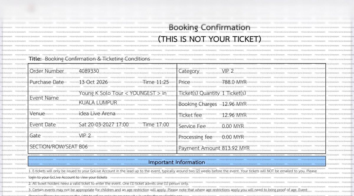 aaayeppeo's tweet photo. WTS

Young K Youngest in KL

VIP2; U9-B06 (upper floor)

RFS: got my preferred seat

Price: RM880 (original price + ts fee) (can nego)
#pasarday6 #pasarmalamday6
#YoungK #영케이
#YOUNGESTinKL
#YoungK_Solo_Tour_YOUNGEST https://t.co/d8WxMyCNkI