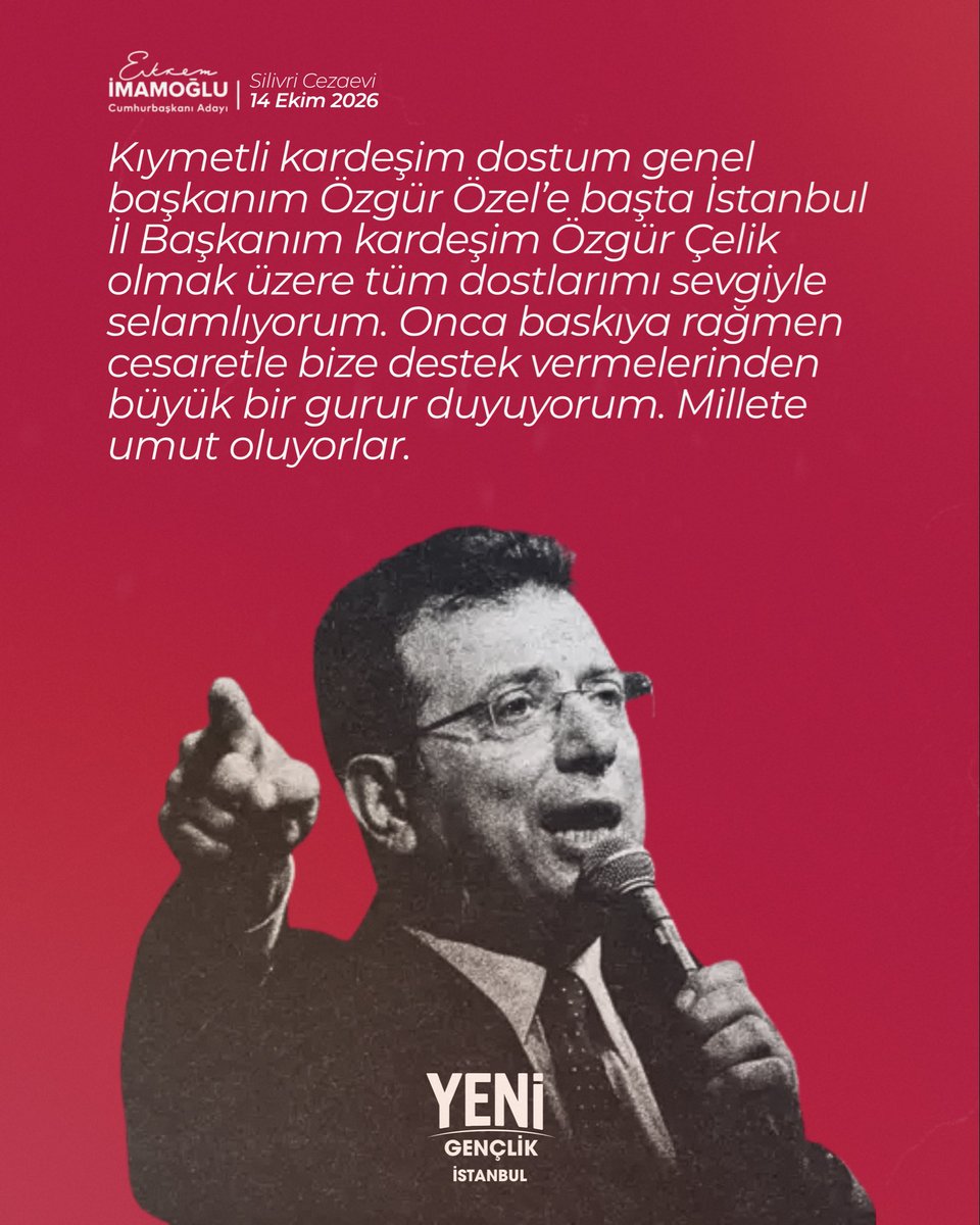 yenigenclikist's tweet photo. Kumpasları, iftiraları, operasyonları; millet yargılıyor!

Cumhurbaşkanı Adayımız Ekrem İmamoğlu: https://t.co/Z9nF6Wpfhq