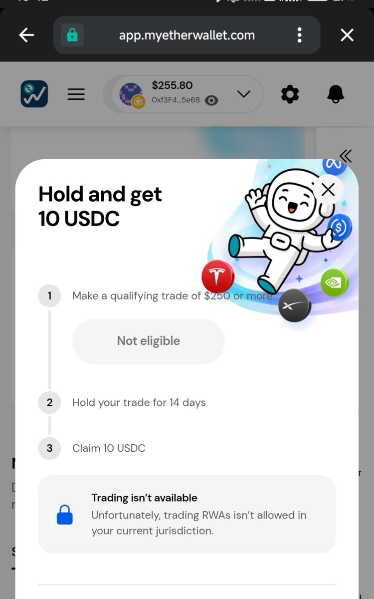 Chotugg's tweet photo. 🚨 Disappointed with @myetherwallet

I joined the “Hold & Get Up to $25 USDC” campaign on October 1 and completed the qualifying trade.

I haven't sold my holdings. My transactions are on-chain and can be verified on BscScan. 👀

Yet I'm marked “Not eligible” 😤 due to a geographic restriction, and support still hasn't clearly answered the main question:

Why is it so difficult to get a clear answer from your support team?

Instead of answering my question about campaign eligibility and rewards, your support team replied about an entirely different issue, the Energy feature  and marked the ticket “Resolved.” 🤦‍♂️

@myetherwallet  please review my transactions and give me a clear answer. I’ll share the full story and screenshots if this remains unresolved.

Check Screenshots And Wallet Address 😕

Wallet Address - 0xf3F46d018668Be4702406e7BDE73919D38635e68