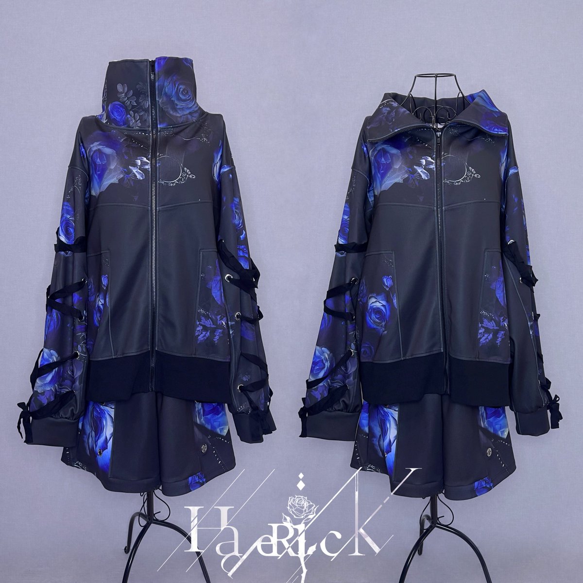HadeRick__'s tweet photo. 【廻樂-カイラク-上】
完売しております🥀

こちらのジャージは再販予定はないですが、またジャージ系の服作りたいな〜と思ってます！

先になりそうだけど、異なる雰囲気の生地を組み合わせたジャージも作ってみたいですねまだ構想段階ですが🥀 https://t.co/6PEp56fv1x