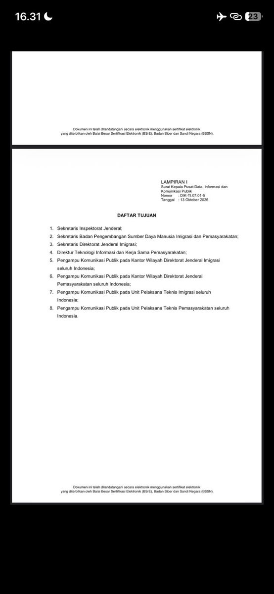 LambeSahamjja's tweet photo. wow wow wow 
bakom ri minta semua orang di bawah kementerian ikut posting tentang hasil kerja pemerintah selama 2 tahun

kementerian imigrasi lalu meneruskan permintaan itu ke semua kantor wilayah dan unit di seluruh indonesia

semua diminta ikut posting di waktu yang sama, seperti paduan suara yang bernyanyi bareng

posting serentak dari 13 sampai 20 oktober 2026 lewat medsos masing-masing kantor

wajib menyebut akun kemenimipas

caption wajib memuat pesan “2 tahun gerak nyata”

pesan kunci “gerak” dan “nyata” dijelaskan di suratgerak: “pemerintah bergerak membenahi fondasi dan membangun kemampuan bangsa”

nyata: “perubahan dibuktikan dan dirasakan rakyat”