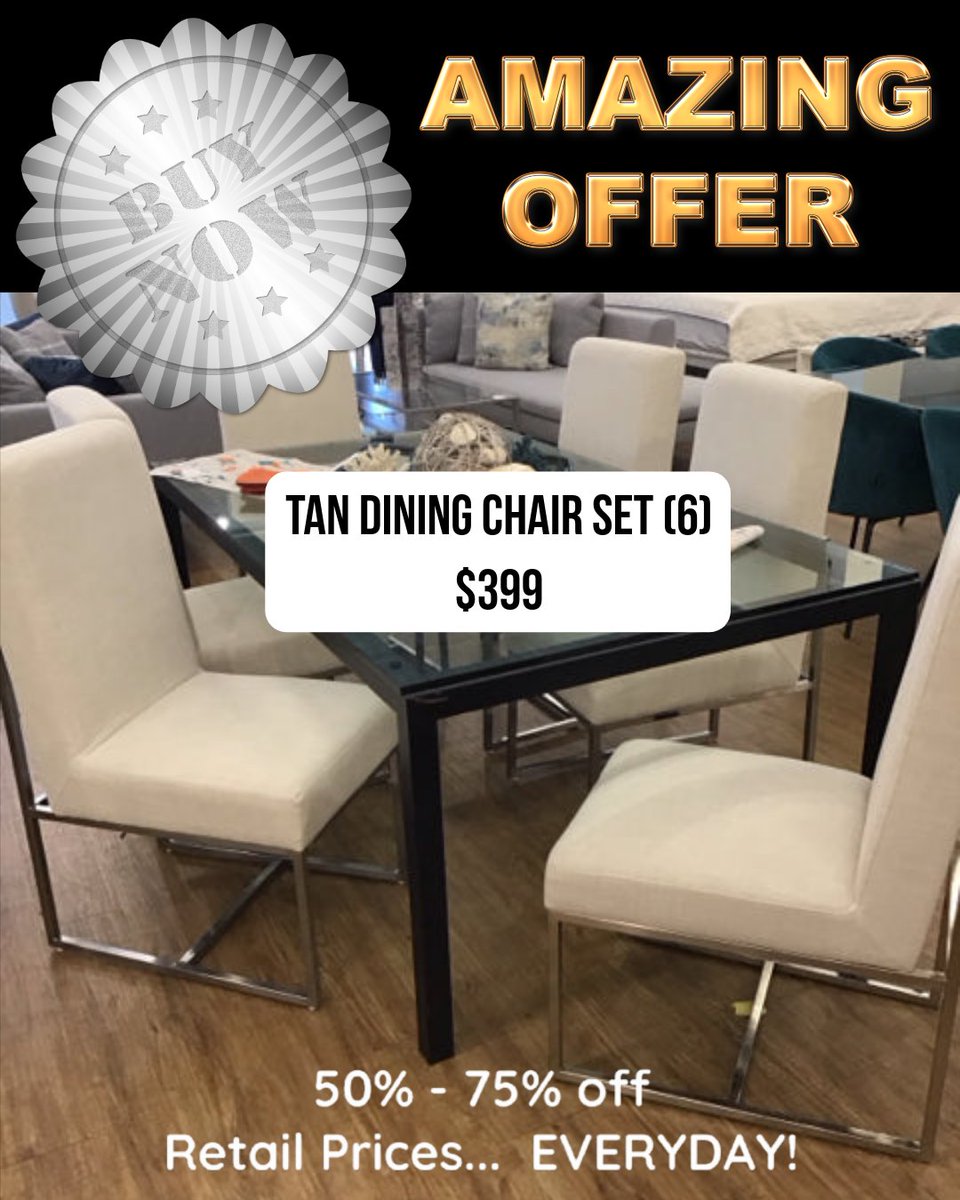 ConsignmentFLA's tweet photo. Upgrade your dining room instantly with this stunning set of 6 tan upholstered chairs. Clean lines, sleek metal frames, and total comfortโall 6 for just $399.
โ
#DiningRoomInspo #HomeDecor #FurnitureDeals #DiningChairs #ModernHome #HomeStyle https://t.co/vtn7fEp15x
