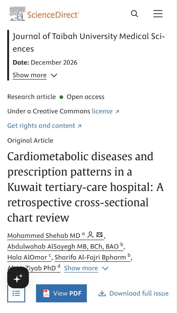 SharifaAlFajri's tweet photo. I am pleased to share our recently published article, “Cardiometabolic Diseases and Prescription Patterns in a Kuwait Tertiary-Care Hospital: A Retrospective Cross-Sectional Chart Review.”

https://t.co/7oqmiEXGi9 https://t.co/RXQXp2vZrl