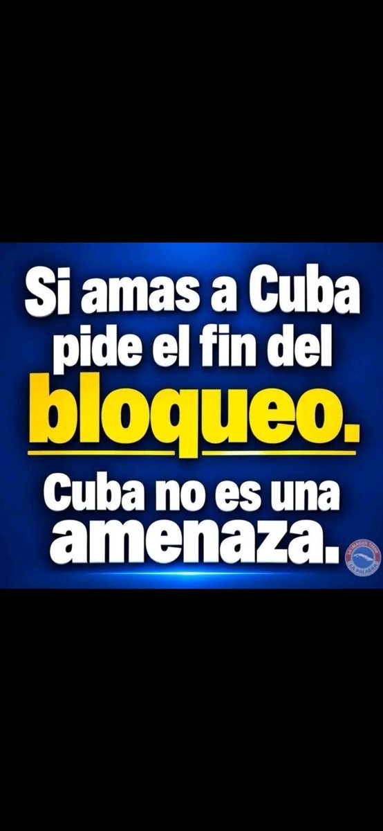 Csar71473220156's tweet photo. Cuba no es una amenaza, el bloqueo genocida de EEUU sí.
#CubaNoEsUnaAmenazaElBloqueoSí 
#CubaVencerá https://t.co/p8fEGVKQGn