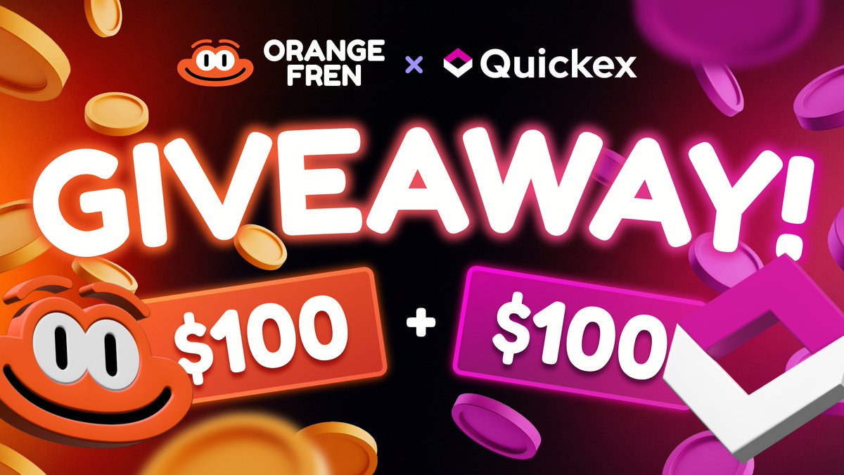 OrangeFren's tweet photo. 🎁$200 GIVEAWAY — OrangeFren × Quickex

👥 Follow @OrangeFren + @QuickEx_Tweets 
❤️ Like
🔁 Repost
💬 Comment below

Swap
💸via OrangeFren → enter the $100 OF pool
💸via Quickex → enter the $100 Quickex pool
💸Quickex through OrangeFren → both pools🎯

https://t.co/bBFiVpD79p

Ends Oct 21st. No KYC, as always.