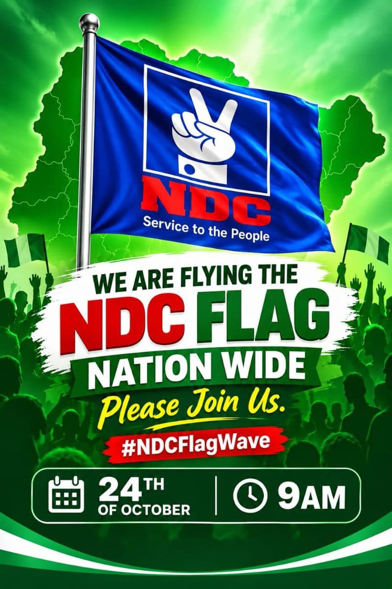 IjekpaOlamma's tweet photo. On 24th Of October, we are flying the NDC flag nation wide. 
We are the billboards, We are the structure, We are Nation Wide. 
#NDCFlagWave https://t.co/GCsMEUWbTt