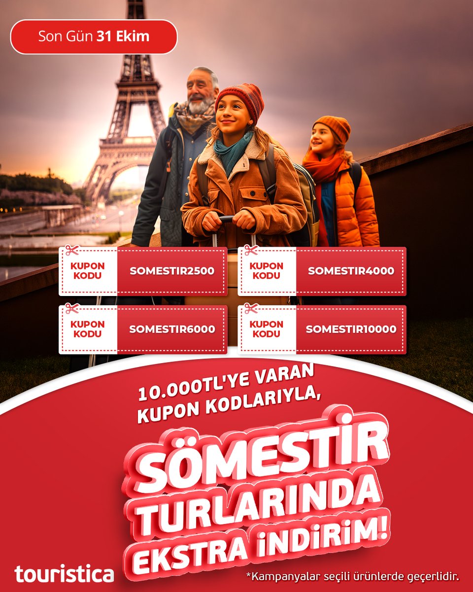 Touristica_Tr's tweet photo. Sömestir tatilinde yeni yerler keşfetmeye, sevdiklerinizle keyifli anılar biriktirmeye hazır mısınız? 😍 Hayalinizdeki tatili planlamak için şimdi tam zamanı!
📞 Detaylı bilgi ve rezervasyon için https://t.co/mubXRLQoUd veya 444 0 329
#Touristica #Tatil https://t.co/YQXWkft4ct