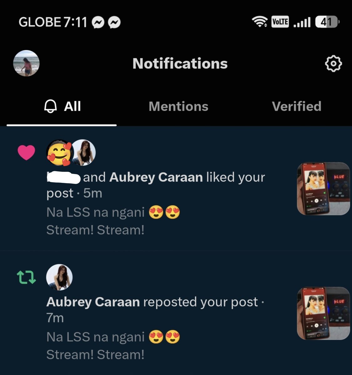 Wends_sbs's tweet photo. Waaaaaaahhh!! Tekaaaa, kinikilig ako 😍🥰. Sulit pambubulabog ko sa mga kapitbahay kong nag bi-bingo kanina!!! HAHAHAHA. Thankyou mowm @Itsmeaubreyc 💜🥰 https://t.co/BfOnmgppCq