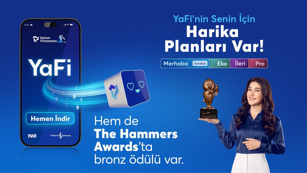 YFinansman's tweet photo. YaFi'ye The Hammers Awards’tan bronz ödül! 🥉

Yeni Nesil Mobil Yatırım Uygulaması YaFi, Pazarlamasyon’un düzenlediği The Hammers yarışmasında En İyi Kullanıcı Deneyimi (UX) ve Arayüz Teknolojileri Ekibi kategorisinde bronz ödül kazandı.

#YatırımFinansman #YaFi https://t.co/OmamYkbG9x
