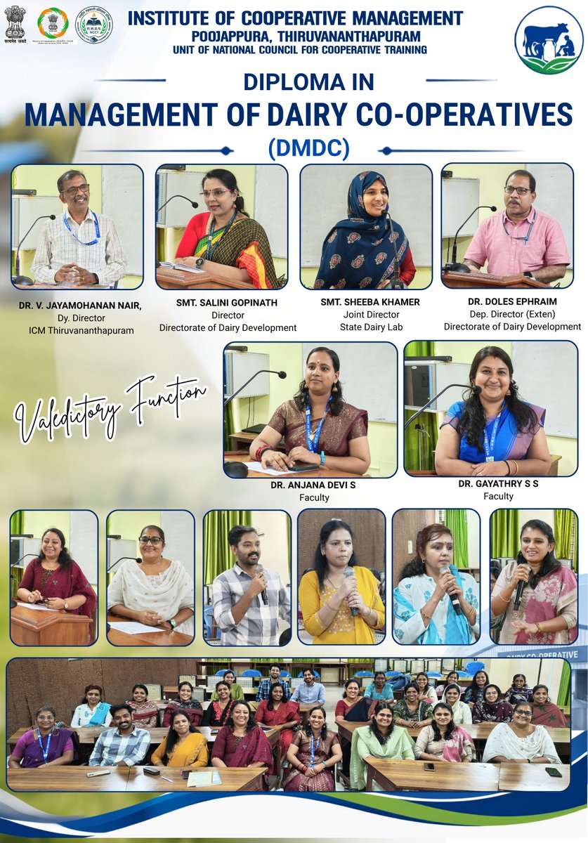 ICMTVM21644's tweet photo. डेयरी सहकारी संस्थाओं के प्रबंधन में डिप्लोमा (DMDC) कार्यक्रम का समापन समारोह
Valedictory Function of the Diploma in Management of Dairy Cooperative (DMDC) programme, conducted from 15th July to 14th October 2026, was held at the Institute of Cooperative Management (ICM) https://t.co/2AwsTN4upL