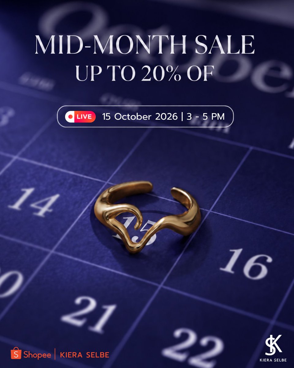 KieraSelbeBrand's tweet photo. MID-MONTH SALE IS HERE! 💥🛍️
ลดกลางเดือนแบบจัดเต็ม UP TO 20% OFF ✨
เจอกันในไลฟ์ KIERASELBE
📅 15 OCT | ⏰ 15:00–17:00 น.
ช้อปเลยที่ Shopee 🛒
https://t.co/G7Mj2dJ8cn
กดเตือนรอไว้ แล้วมาเจอกันนะคะ 💖
#KIERASELBE #MidMonthSale #ShopeeLive https://t.co/T7cotaHiLU