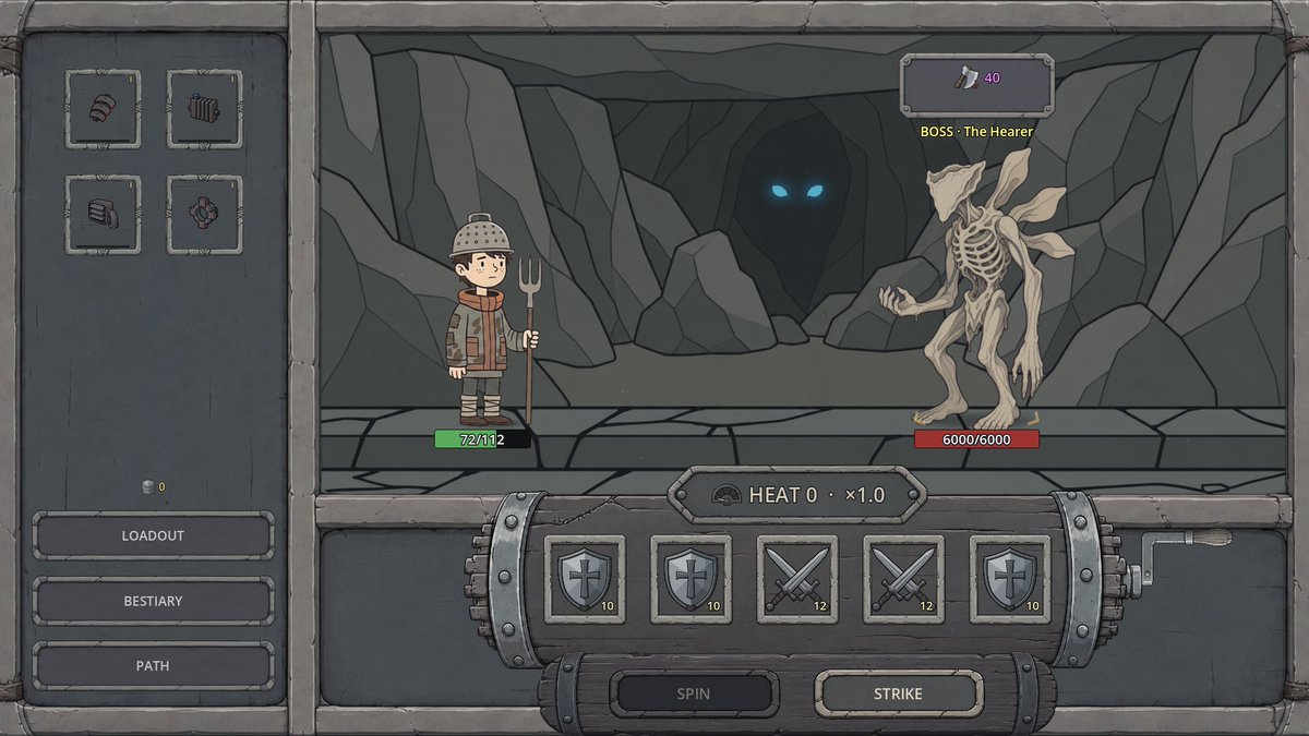 Luskandash's tweet photo. @efeislekel Luskandash — a grim roguelike where your weapon is a slot machine.

Turn-based battles. Change symbols, install parts, manage heat.

Even the bosses have patience. It isn't kindness.
Wishlist: https://t.co/w15lubYzeZ https://t.co/IafJyfm55d