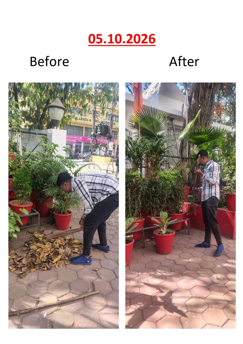 FciBhopal's tweet photo. विशेष स्वच्छता अभियान 6 के अंतर्गत दिनांक 05.10.2026 को भारतीय खाद्य निगम,क्षेत्रीय कार्यालय भोपाल के  परिसर में साफ सफाई की गई। https://t.co/yq7VwiUvfo