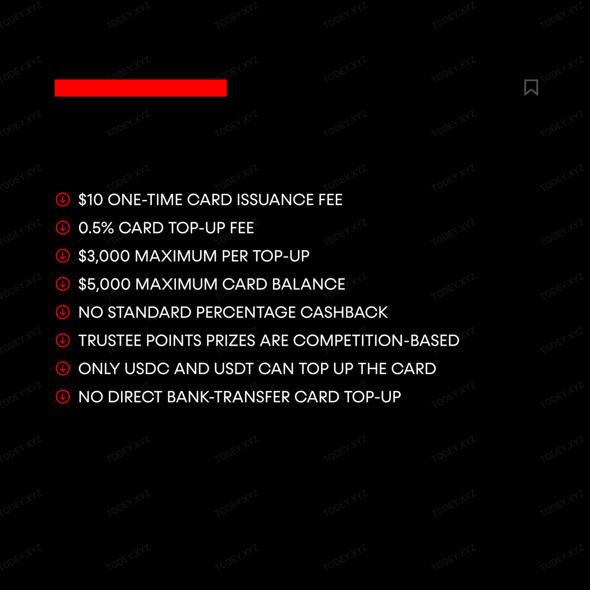 JoinTODEY's tweet photo. 💳 CRYPTO CARD OF THE DAY - TRUSTEE CARD

@trustee_io Trustee Plus offers a virtual Visa with zero-fee purchases, Apple Pay and Google Pay support, and a separate USDC spending balance funded with USDC or USDT.

Learn More
https://t.co/PxfeFekpXU https://t.co/kKVTgQ7UiW