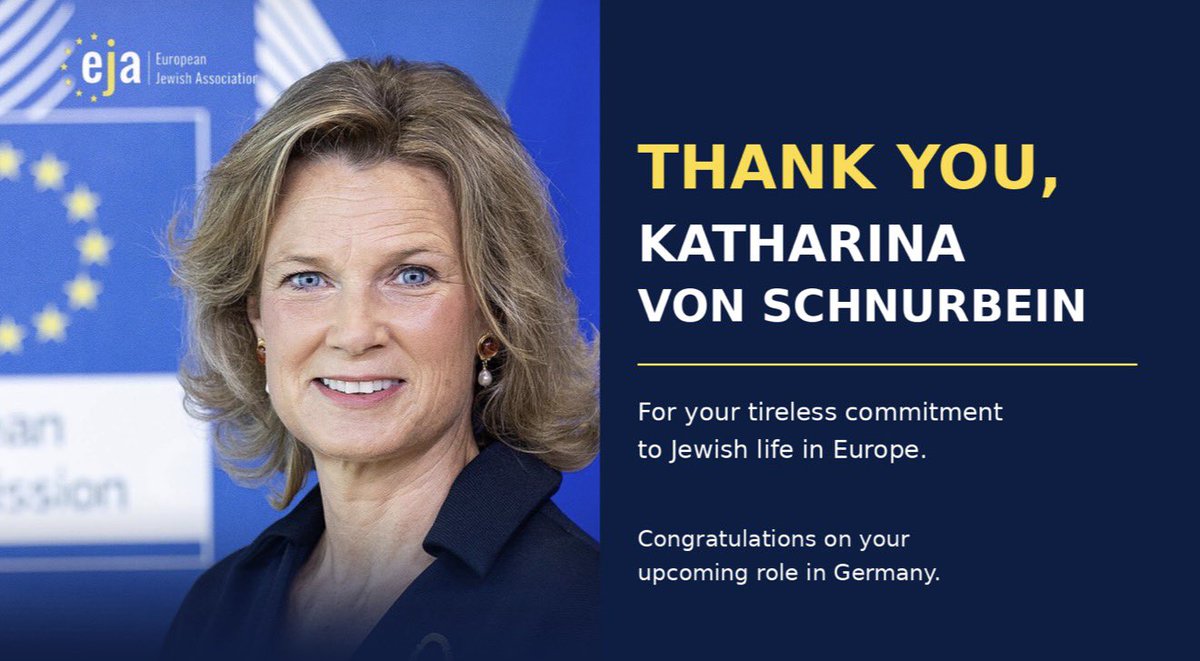 EJAssociation's tweet photo. Thank you, Katharina Von Schnurbein for your tireless commitment to combating antisemitism and supporting Jewish life in Europe.

EJA is deeply grateful for your dedication to Jewish communities. Congratulations and every success in your upcoming role in Germany.

@EUAntisemitism 
@MargolinRabbi