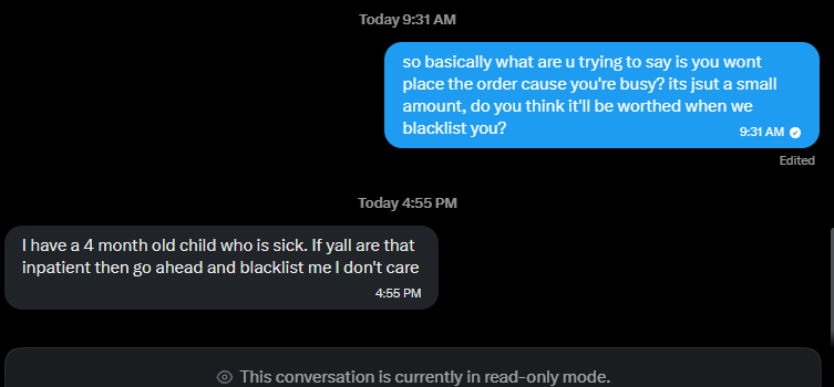 monicatoyz's tweet photo. @lushbootyxxx Find a decent job u pathetic scammer! We dont give a fk abt your child. We are not a charity to cover your child m
edicine. you fkin garbage. Yuck~! Hope your child will die since the money you buy medicine are from scams 🗑️ https://t.co/gp9vaEFTDW