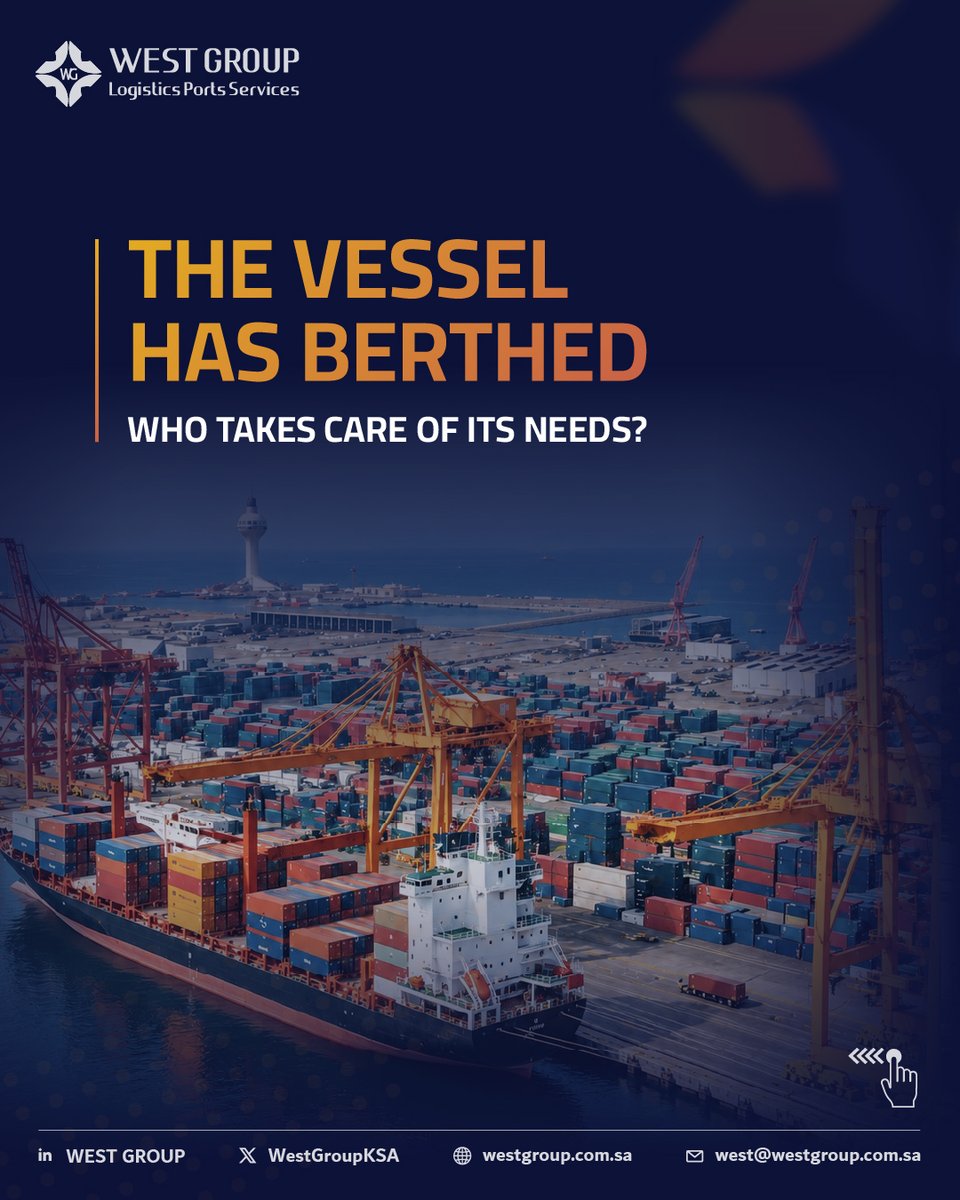 WestGroupKSA's tweet photo. Support continues after berthing.
West Group provides vessel husbandry and catering to support vessels and their crews during their port stay.
#WestGroup #VesselSupport #PortServices https://t.co/ubpPWl0yQZ