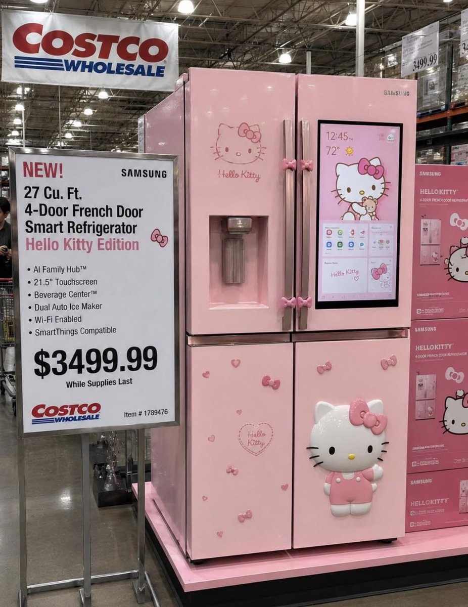 fairyprxncess's tweet photo. hello kitty fridge 🎀 https://t.co/64pb8NnhOo