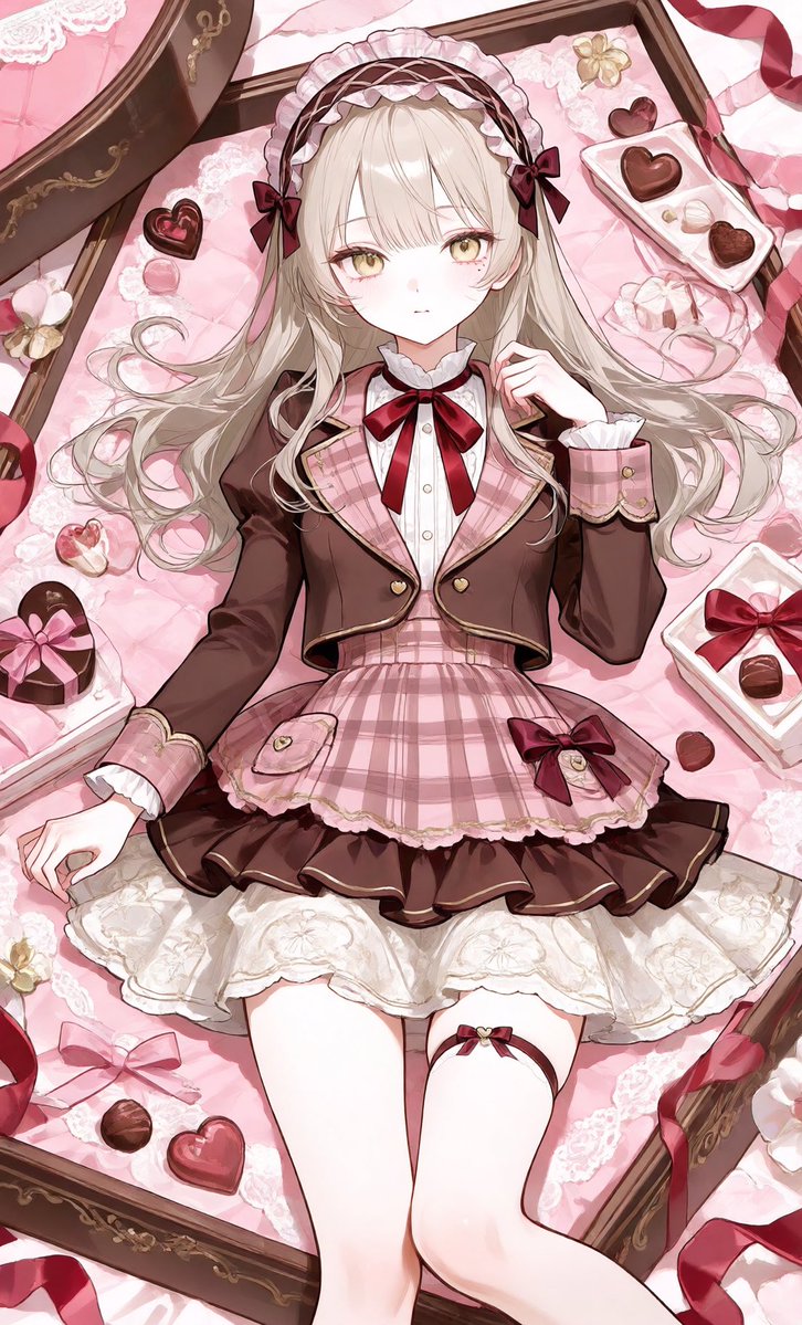 o3So_z's tweet photo. プロンプト配布🍫🎀

チョコレートのボックスをイメージした衣装です♡FF内外問わず誰でもどうぞ💘

引用で見せてくれるととってもうれしいです🎀

プロンプトは以下urlもしくはリプ欄のALTからどうぞ🤲🏻

https://t.co/tQIwjhTehl https://t.co/HfmCNCfNv1