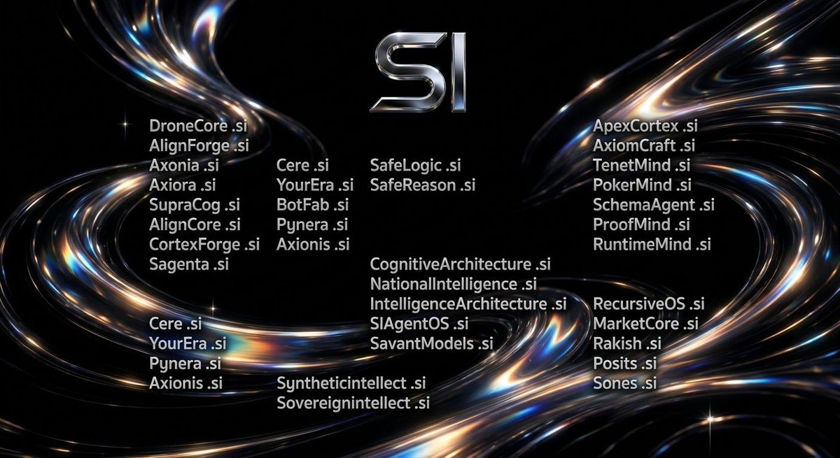 DomainStrategic's tweet photo. All of these domains are being offered for sale as one complete package.

Feel free to make an offer if you’re interested. I’m open to considering all offers.

The transaction can be completed securely through Spaceship.

DroneCore .si
AlignForge .si
Axonia .si
Axiora .si
SupraCog .si
AlignCore .si
CortexForge .si
Sagenta .si

Cere .si
YourEra .si
BotFab .si
Pynera .si
Axionis .si
Syntheticintellect .si
Sovereignintellect .si
SafeLogic .si
SafeReason .si
CognitiveArchitecture .si
NationalIntelligence .si
IntelligenceArchitecture .si

SavantModels .si

ApexCortex .si
AxiomCraft .si
TenetMind .si
PokerMind .si
SchemaAgent .si
ProofMind .si
RuntimeMind .si
RecursiveOS .si
MarketCore .si
Rakish .si
Posits .si
Sones .si

#sidomains #domainnames #domainforsale #SI #ai #superintelligence #domain
