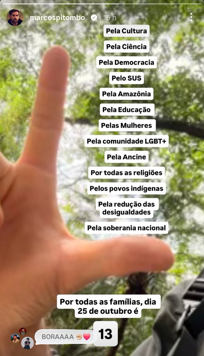 DanPimpao's tweet photo. O ator Marcos Pitombo declarou voto em Lula.

"Pela cultura, pela ciência, pela democracia, pelo SUS, pela Amazônia,  pela educação, pelas mulheres, pela comunidade Lgbt+, pelos povos indígenas... por todas as famílias dia 25 de outubro é 13."

🌟❤️ https://t.co/32L8J0EE83