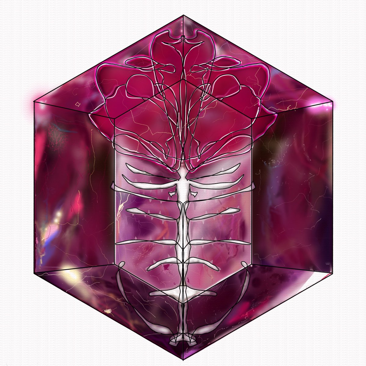 marumorihappa's tweet photo. 枯れることを許されなかった薔薇。

その骨は、六角の結晶に封じられました。

名は「薔薇骨晶」。

森の奥の小さな魔法雑貨店で、
まだこの世にない魔法道具を描いています。

あなたなら、この結晶を飾りますか？
それとも、そっと封印しますか？🌙 https://t.co/5dFUZMT61R