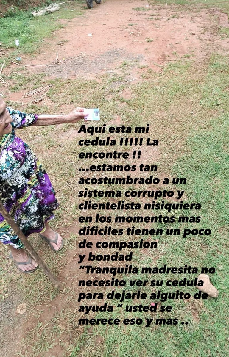 robertvanhoorde's tweet photo. Buenos días ☀️ 

Un grupo de amigos  fueron a llevar a ayuda, había una señora de avanzada edad q salió con su cédula para recibir la ayuda,que ser tan lindo y puro pero golpeado por lo años de maldad que muchos gobernantes crearon; un vivida imagen de la bondad en nuestro pueblo https://t.co/buTZdqFKVv