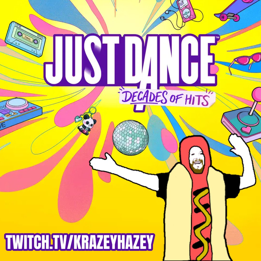 KrazeyHazey's tweet photo. 🌭💃 JUST DANCE CHARITY STREAM TONIGHT!

You unlocked it... so I'm playing the new Just Dance: Decades of Hits as a HOT DOG! 😂

🕗 8PM UK | 12PM PT | 3PM ET
💜 https://t.co/Nx5aiacU35
⚠️ LIVE ONLY - no VOD after!

Thanks @Ubisoft for the key!🎁

#JustDance #ubisoftpartner #ad https://t.co/u6Fv0wNcku