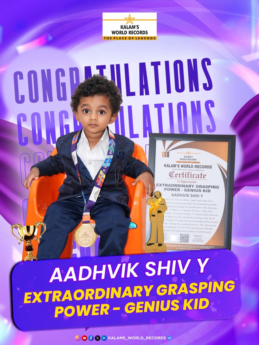 K_B_O_R's tweet photo. Extraordinary Grasping Power – Genius Kid

👏 Congratulations, Aadhvik Shiv Y!

Aadhvik Shiv Y Is Recognized for His Extraordinary Grasping Power and Remarkable Learning Abilities, Showcasing Exceptional Talent and Potential at a Young Age.

#geniuskid #younggenius #childprodigy https://t.co/WSWOdYRXoE