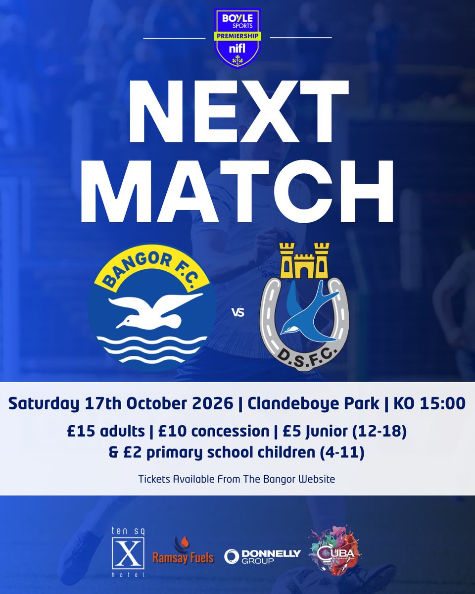 DgnSwifts's tweet photo. 𝗡𝗘𝗫𝗧 𝗠𝗔𝗧𝗖𝗛

Another away match on Saturday, this time to Clandeboye Park where we will be facing Bangor in the Boyle Sports Premiership.

Tickets can be purchased online: https://t.co/mTKJC236Fr

Travelling with SO49? Make sure you put your name down for the supporters' bus and back the Swifts on the road!

Having your support makes all the difference, lets get behind the lads and make plenty of noise!

#BANvDUN #BOYLESportsprem #UTS