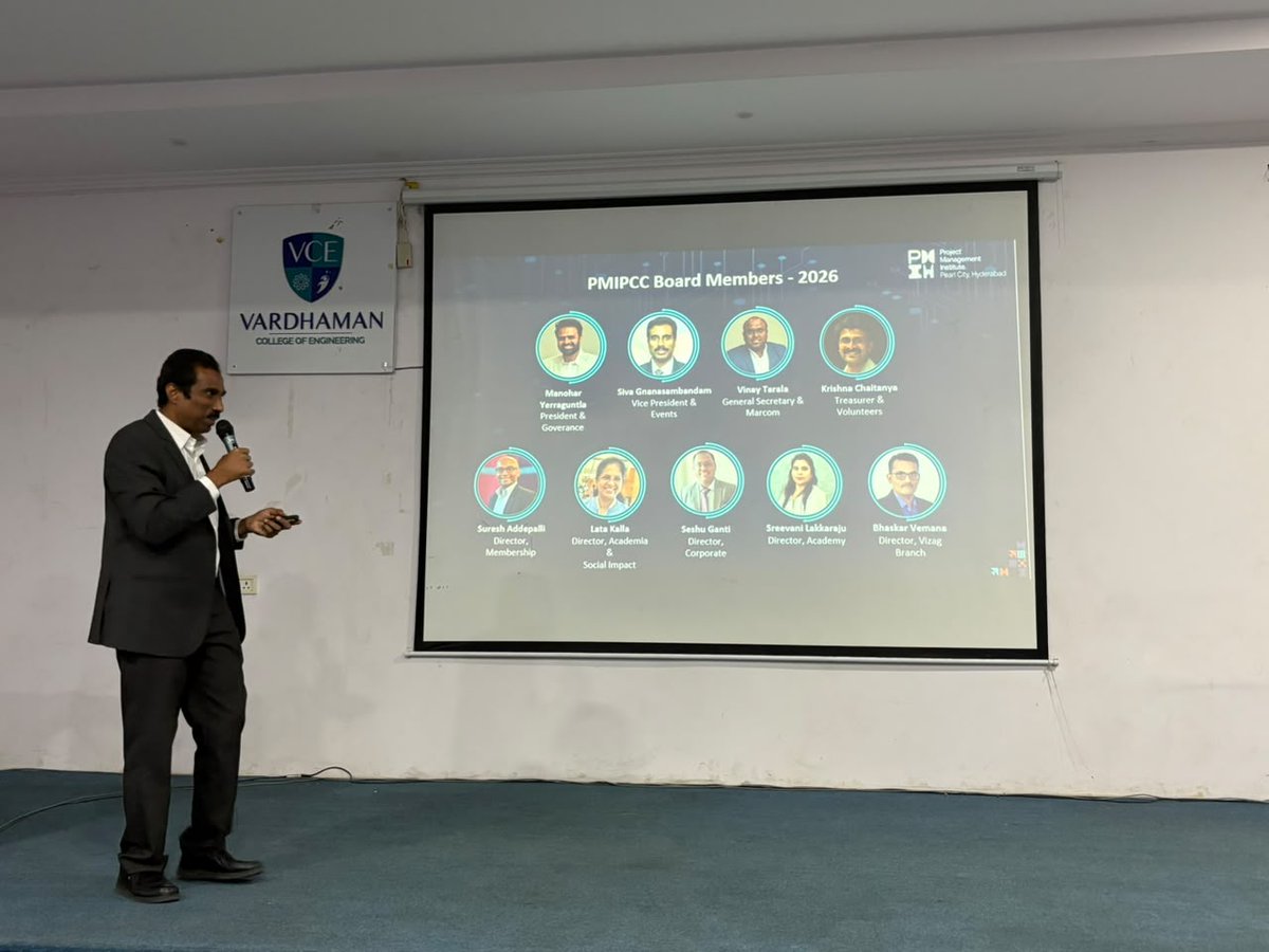PMIPCC's tweet photo. 🌟 Bridging Academia &amp; Project Management at Vardhaman College of Engineering!

Connecting with 200+ students and faculty through PMI, leadership, the Integrator Mindset &amp; 3 evergreen skills: Communication, Collaboration and Ownership.

#PMIPCC #VardhamanCollege https://t.co/r9wHcSIAxp