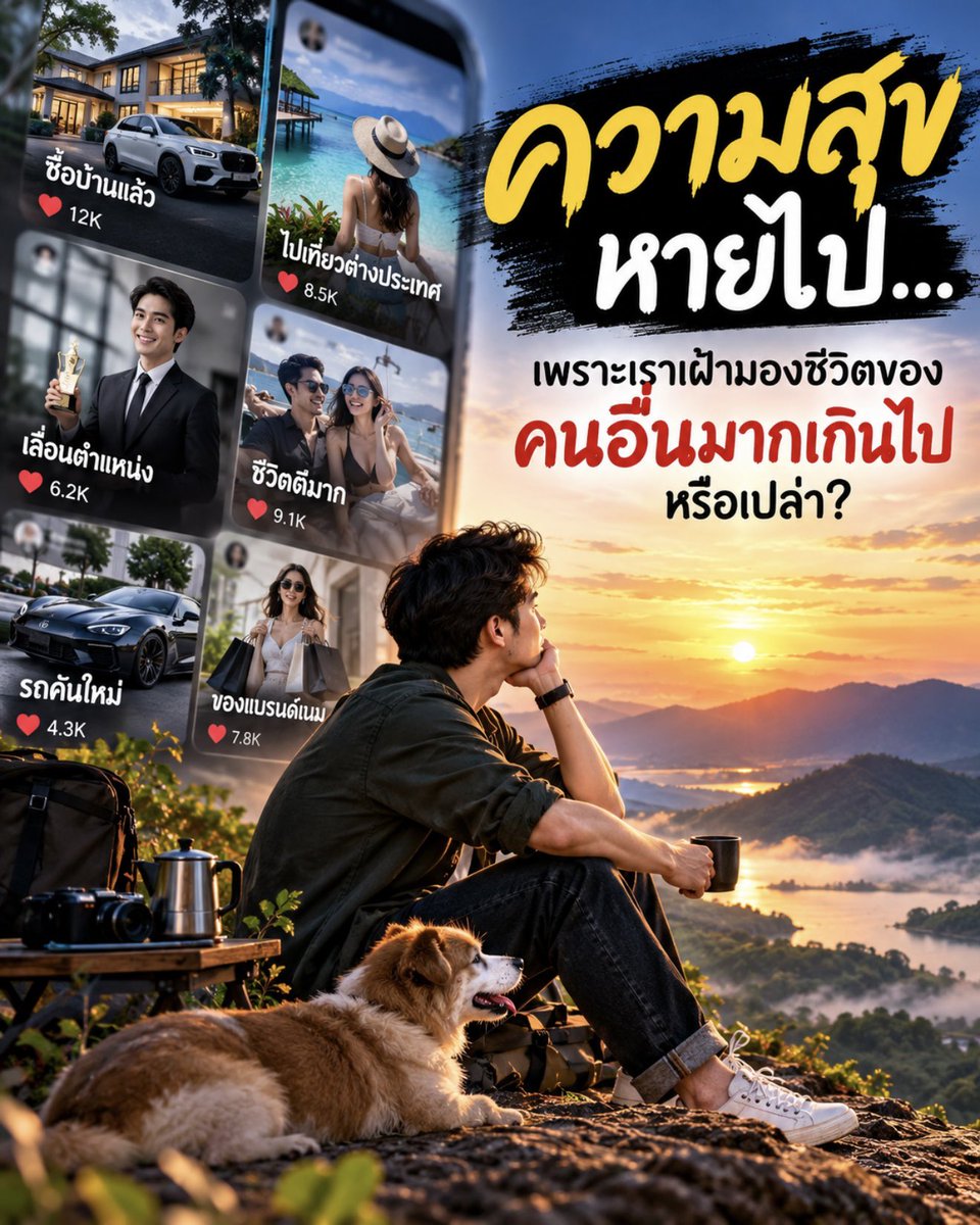 Seksan5554's tweet photo. ความสุขหายไป…เพราะเราเฝ้ามองชีวิตคนอื่นมากเกินไปหรือเปล่า?

บางครั้ง…คนที่ขโมยความสุขของเราไป ไม่ใช่ใครที่ไหน แต่คือตัวเราเอง ที่เอาชีวิตไปเปรียบเทียบกับคนอื่นทุกวัน

ตื่นเช้ามาเปิดโทรศัพท์…

เห็นเพื่อนซื้อบ้าน
เห็นคนรู้จักถอยรถใหม่
เห็นใครบางคนไปเที่ยวต่างประเทศ
เห็นคนอายุน้อยกว่าประสบความสำเร็จ
เห็นคนอื่นมีชีวิตที่ดูสมบูรณ์แบบ

แล้วจู่ ๆ…

ชีวิตธรรมดา ๆ ที่เมื่อวานเรายังมีความสุข กลับกลายเป็นชีวิตที่เรารู้สึกว่า “ยังดีไม่พอ”

ทั้งที่เราไม่ได้สูญเสียอะไรเลย

บ้านก็ยังอยู่
ข้าวก็ยังมีกิน
คนที่รักก็ยังอยู่ข้าง ๆ
สุขภาพก็ยังพอไหว
ชีวิตก็ยังเดินต่อไปได้

แต่ทำไม…ใจกลับไม่มีความสุขเหมือนเดิม?

คำตอบอาจเจ็บปวดกว่าที่คิด

เพราะเราเอาความสำเร็จของคนอื่น มาเป็นเครื่องตัดสินคุณค่าของตัวเอง

เขามีบ้าน เรารู้สึกว่าตัวเองล้มเหลว
เขามีเงิน เรารู้สึกว่าตัวเองยากจน
เขาได้เลื่อนตำแหน่ง เรารู้สึกว่าตัวเองไร้ความสามารถ
เขามีความรักที่ดี เรากลับมองว่าชีวิตตัวเองขาดอะไรบางอย่าง

ทั้งที่ความจริง…

ความสำเร็จของเขา ไม่ได้แปลว่าเราล้มเหลว

เราไม่รู้หรอกว่าเบื้องหลังภาพสวย ๆ ที่เขาโพสต์ ต้องแลกมาด้วยอะไรบ้าง

เราเห็นวันที่เขายิ้ม
แต่ไม่เห็นคืนที่เขาร้องไห้

เราเห็นรถคันใหม่
แต่ไม่เห็นภาระที่เขาต้องรับผิดชอบ

เราเห็นความสำเร็จ
แต่ไม่เห็นความทุกข์ที่เขาเลือกไม่เล่า

แล้วเรากลับเอาเบื้องหลังชีวิตตัวเอง ไปเปรียบเทียบกับภาพที่ดีที่สุดของคนอื่น

มันยุติธรรมกับหัวใจตัวเองแล้วหรือ?

ลองถามตัวเองดูสักครั้ง…

ถ้าวันนี้ไม่มีโซเชียลมีเดีย
ไม่มีใครให้เปรียบเทียบ
ไม่มีใครให้แข่งขัน
ไม่มีใครให้ต้องพิสูจน์ว่าเราเหนือกว่า

เราจะยังรู้สึกว่าชีวิตตัวเองแย่อยู่ไหม?

บางทีเราอาจค้นพบว่า…

เราไม่ได้ต้องการบ้านหลังใหญ่ขนาดนั้น
ไม่ได้ต้องการรถราคาแพงขนาดนั้น
ไม่ได้ต้องการชีวิตหรูหราเหมือนใคร

เราแค่เผลออยากมี…เพราะเห็นคนอื่นมี

และนั่นคือกับดักที่น่าเศร้า

เราใช้เวลาทั้งชีวิตวิ่งไล่ตามความสุขของคนอื่น จนลืมหันกลับมาดูว่า ความสุขของตัวเองหน้าตาเป็นอย่างไร

การฝึกสติและสมาธิไม่ได้ทำให้คนอื่นหยุดประสบความสำเร็จ

แต่มันช่วยให้เรามองความสำเร็จของเขา โดยไม่ต้องเกลียดชีวิตตัวเอง

เห็นเขาได้ดี ก็ยินดีกับเขา
เห็นเขาร่ำรวย ก็ไม่จำเป็นต้องรู้สึกด้อยค่า
เห็นเขาไปไกล ก็ไม่จำเป็นต้องรีบวิ่งตาม

เพราะชีวิตไม่ใช่การแข่งขันที่ทุกคนต้องเข้าเส้นชัยพร้อมกัน

บางคนสำเร็จตอนอายุ 25
บางคนพบความสุขตอนอายุ 50
บางคนไม่ได้ร่ำรวยมหาศาล แต่กลับนอนหลับอย่างสบายใจทุกคืน

และบางคนมีทุกอย่างที่คนอื่นอิจฉา แต่กลับไม่มีความสุขกับสิ่งที่ตัวเองมีเลย

สุดท้ายแล้ว…

อย่าใช้ชีวิตจนเหนื่อย เพียงเพื่อให้คนอื่นมองว่าเรามีความสุข

อย่าทำร้ายหัวใจตัวเอง เพียงเพราะชีวิตเราไม่ได้สวยงามเหมือนภาพของใคร

เราไม่จำเป็นต้องมีชีวิตที่ดีกว่าใคร
แค่มีชีวิตที่ดีสำหรับตัวเอง…ก็เพียงพอแล้ว

จำไว้นะ…

“ความสุขไม่ได้หายไปไหน
เราแค่มัวแต่มองชีวิตคนอื่น
จนลืมมองเห็นความงดงามในชีวิตตัวเอง”

❤️ ถ้าวันนี้คุณยังมีข้าวกิน มีที่ให้นอน มีคนให้คิดถึง และยังมีโอกาสตื่นขึ้นมาเริ่มต้นใหม่…

บางทีคุณอาจมีความสุขอยู่แล้ว เพียงแต่ยังไม่ได้หยุดมองมัน

แล้วคุณล่ะ…เคยรู้สึกว่าชีวิตตัวเองไม่ดีพอ เพียงเพราะเห็นชีวิตของคนอื่นไหม?