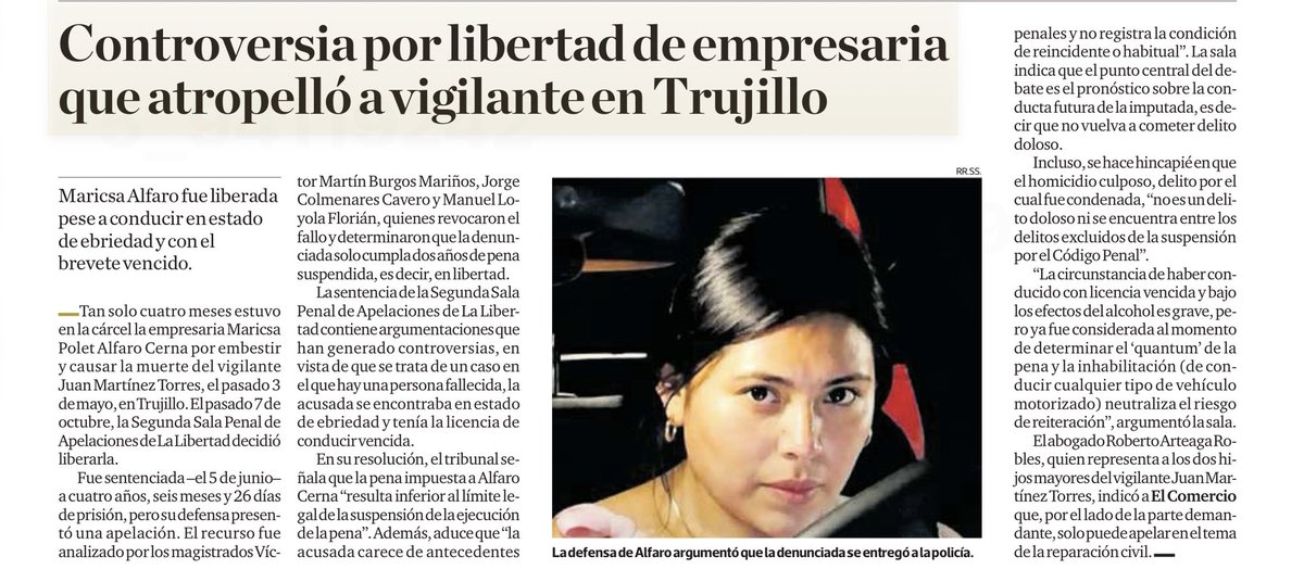 jesusverdeL's tweet photo. Perú, país de impunidad. 

Toma como ejemplo este caso  para cuando te pregunten si en el país existe algo llamado justicia. La mujer mato a un anciano tras manejar en estado de ebriedad y con el brevete vencido. https://t.co/jlbTjhI2qa