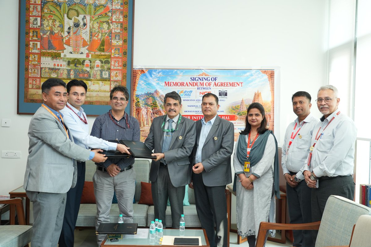 HALHQBLR's tweet photo. Hindustan Aeronautics Limited (HAL) under its CSR initiative, signed a Memorandum of Agreement (MoA) with the National Culture Fund (NCF) and Archaeological Survey of India (ASI) for undertaking heritage conservation and preservation activities of India’s iconic UNESCO World Heritage sites - Hampi in Karnataka, the Taj Mahal in Agra, Uttar Pradesh, and Bekal Fort in Kerala.